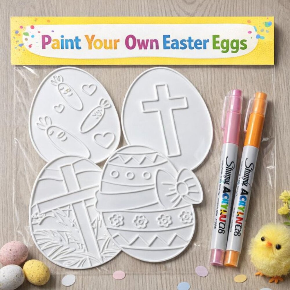 Easter 3D Paintable Egg Set – Includes 2 Random Paint Markers